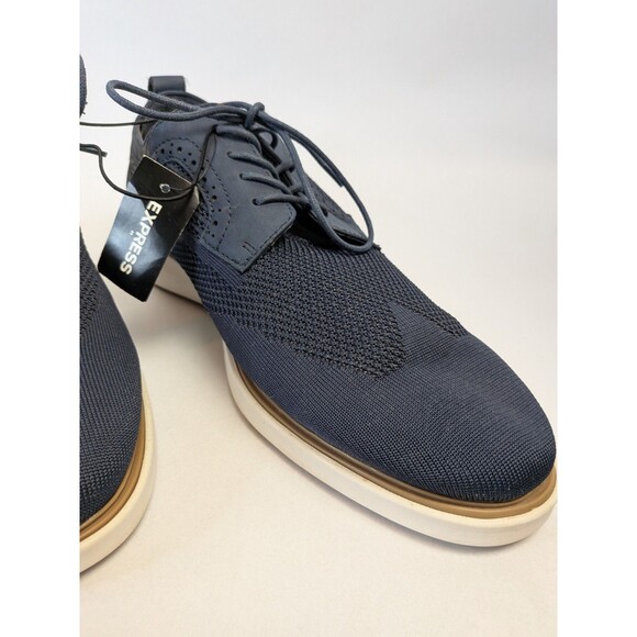 NEW Express Mens Size 12 Fabric Dress Sneakers Oxford Shoes Navy Blue Derby - Picture 4 of 16